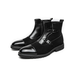 Men's Colorblock Zipper Boots Chelsea Boots Casual Pointed Toe Shoes