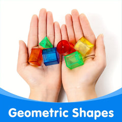60pcs Translucent Geometric Solids 3D Shapes Tabletop Figures for Teaching