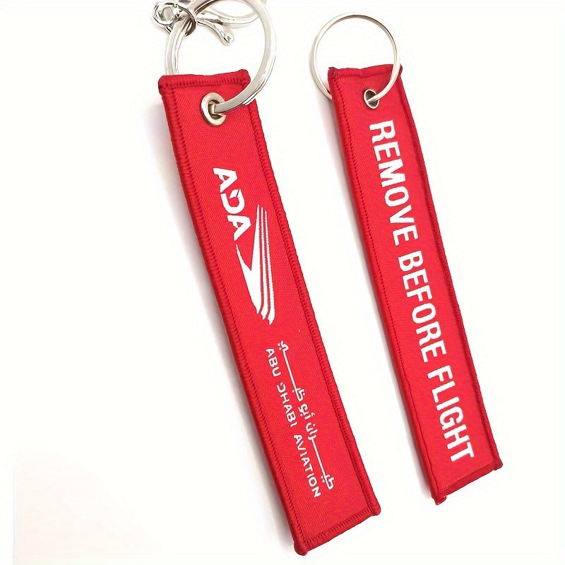 Letter Embroidery Woven Label Key Chain Pendant Backpack Hanging Key Chain