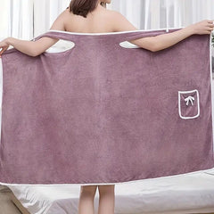 Quick Drying Coral Velvet Bath Skirt with Pockets - Stylish Bath Wrap Towel
