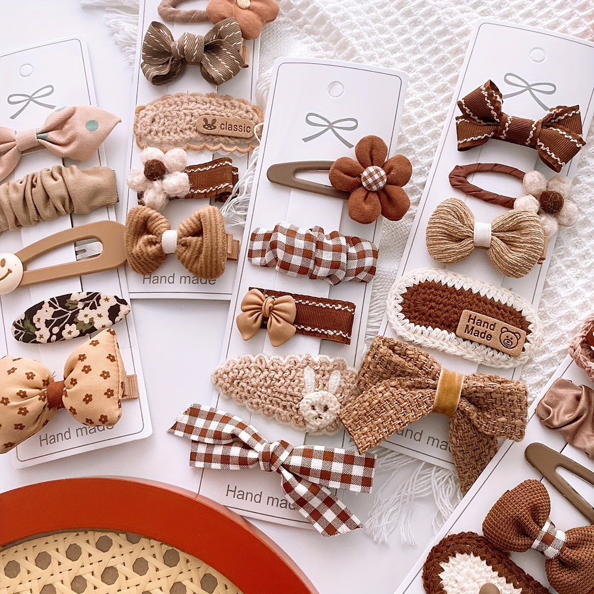 5pcs Fabric Bow Flowers Hair Clip for Baby Girls