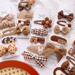 5pcs Fabric Bow Flowers Hair Clip for Baby Girls