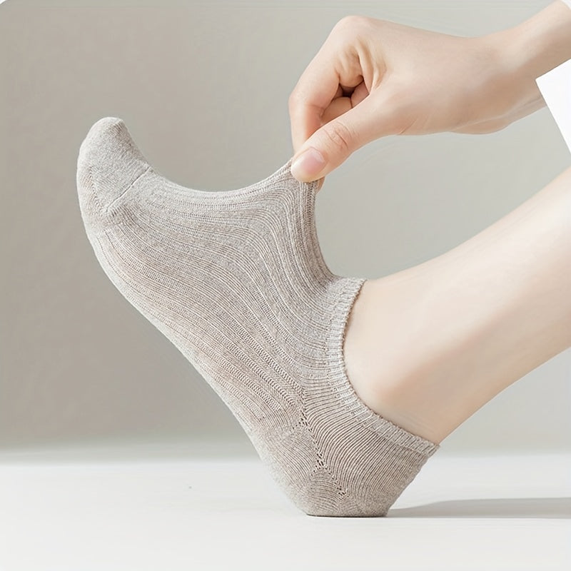 5 Pairs Ribbed Ankle Socks Breathable & Elastic Women's Stockings