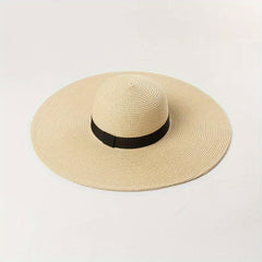 Women's Wide Brim Straw Sun Hat Vintage Beach Travel Floppy