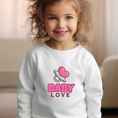 Girls Baby Love Pattern Crew Neck Sweatshirt