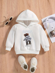 Astronaut Bear Print Baby Boys Hooded Sweatshirt