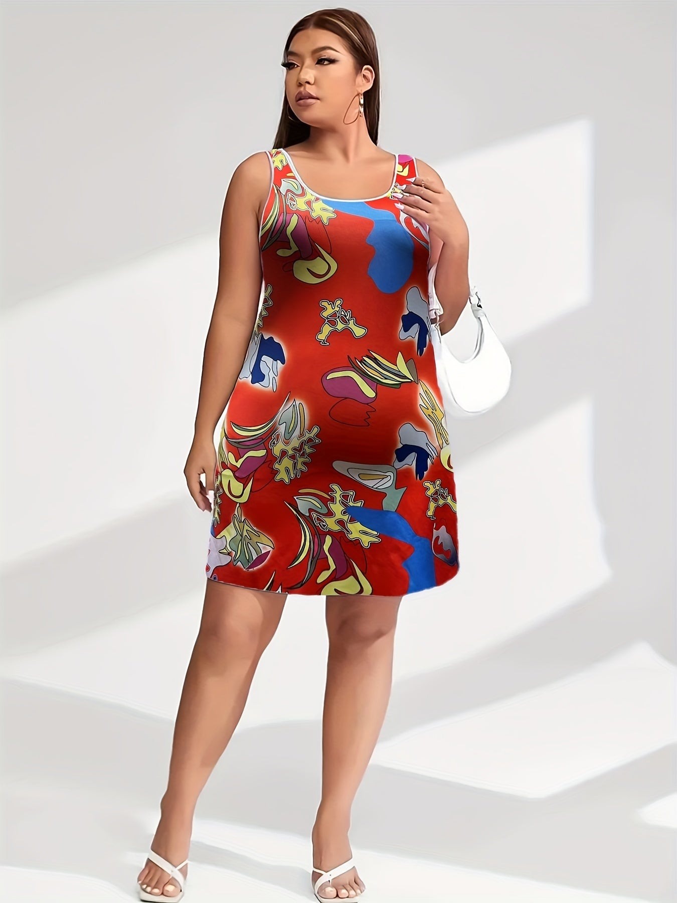 Abstract Print Pajama Tank Dress
