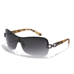 Vintage Half Rimless Sunglasses Leopard Gradient Women's Shades Eyeglasses
