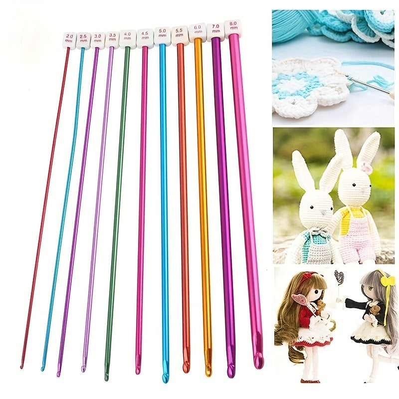 11pcs Colorful Aluminum Crochet Set with Beads for Knitters