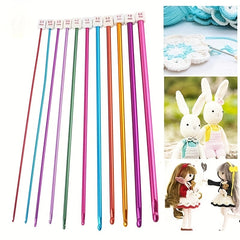 11pcs Colorful Aluminum Crochet Set with Beads for Knitters