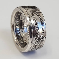 Number Letter Leaf Engraved Ring Men's Finger Jewelry