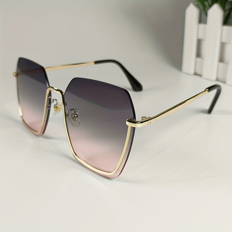 Men's Gradient Sunglasses Classic Metal Half Rim Glasses For Outdoor
