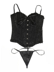 Sleeveless Lace Up Corset Bustier Body Shaper Lingerie