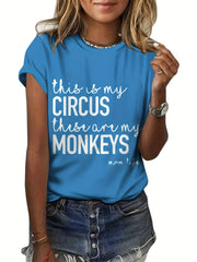 Letter Graphic Breathable Sports T-shirt Round Neck Alphabet Workout Top