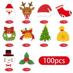 100pcs Christmas Theme Wine Glass Decoration Cards