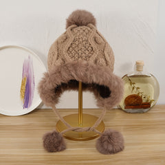 Women's Winter Skull Beanie Faux Fur Knit Warm Soft Cap For Her Christmas