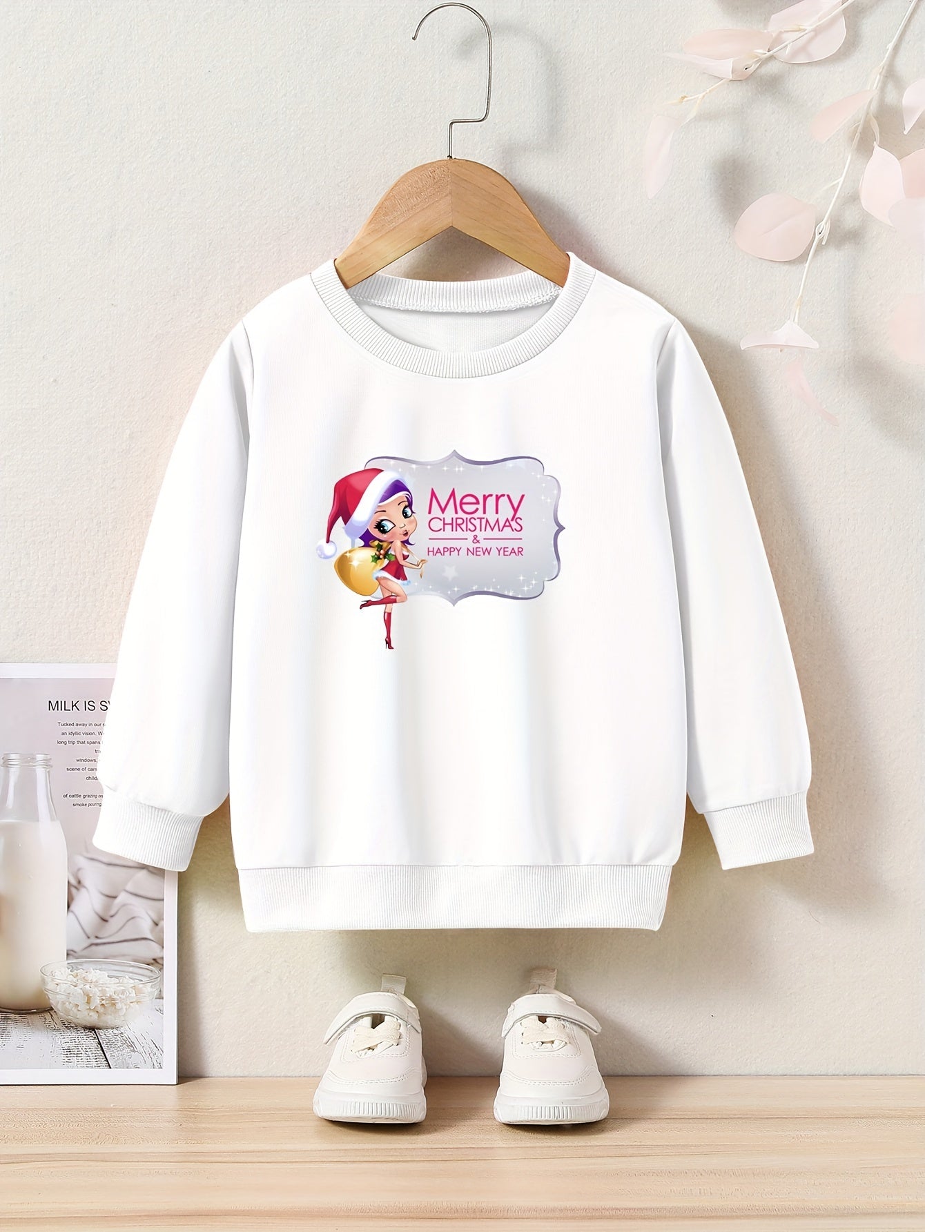 Alphabets Pattern Crew Neck Sweatshirt For Kids