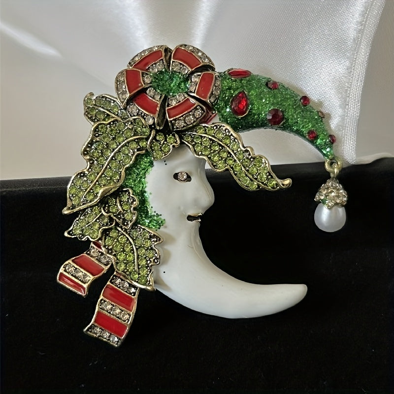 Romantic Flower Moon Brooch for Women Men Unisex Beauty Luxurty Moon Pin