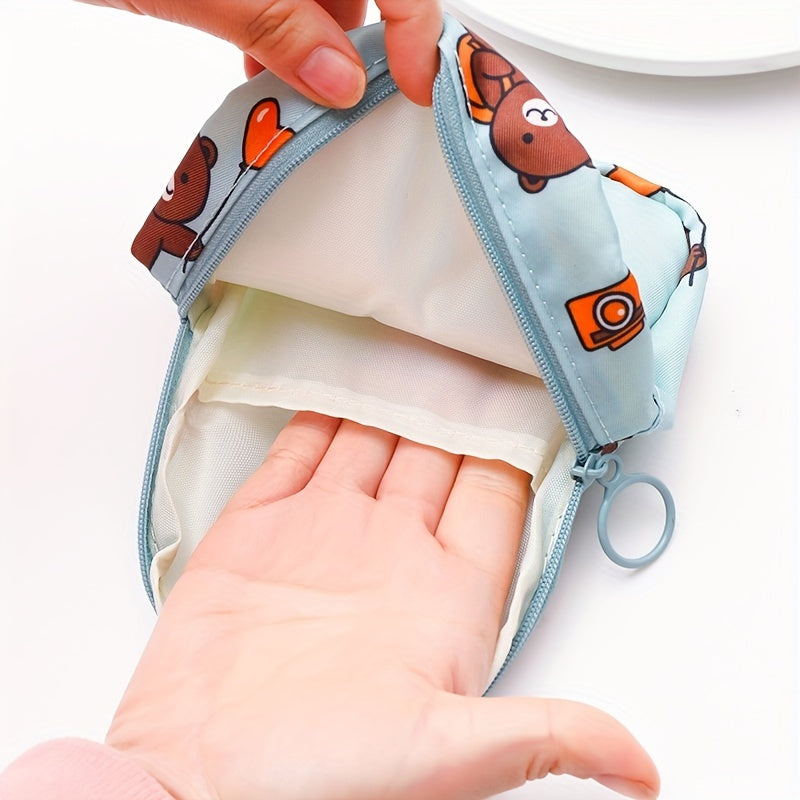 Cartoon Pattern Storage Bag Sanitary Napkin Zipper Pouch