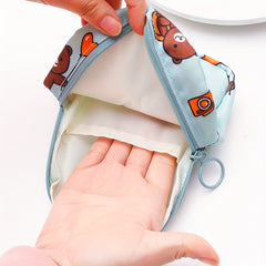 Cartoon Pattern Storage Bag Sanitary Napkin Zipper Pouch