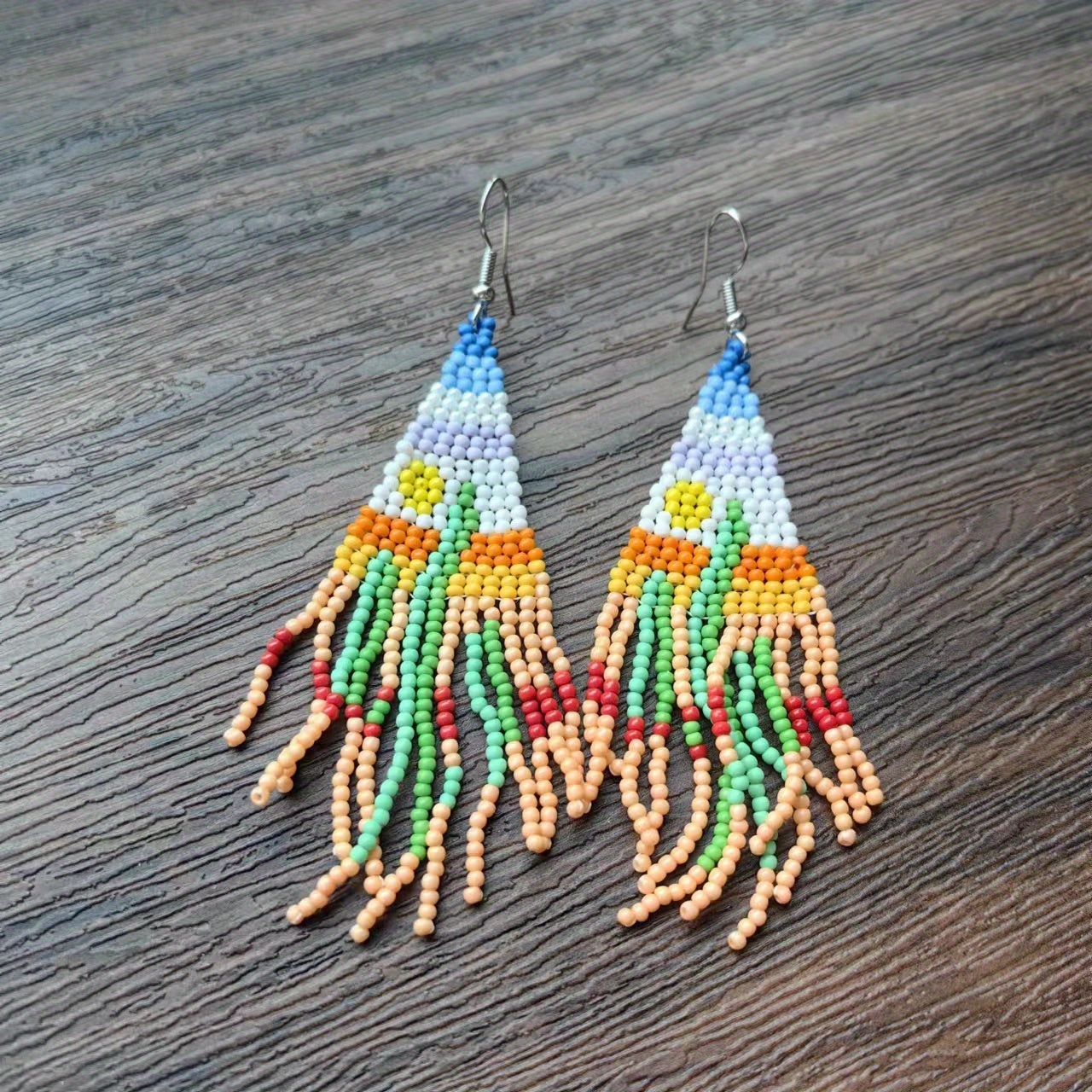 Mexican Cactus Tassel Drop Earrings Bohemian Ethnic Style Long Earrings