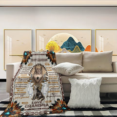 Wolf Pattern Warm Blanket Gift To Grandson