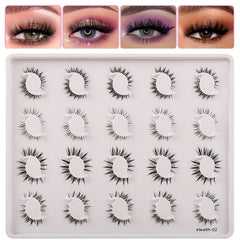 20 Pairs Transparent Band False Eyelashes Natural Cross Waterproof Eyelashes