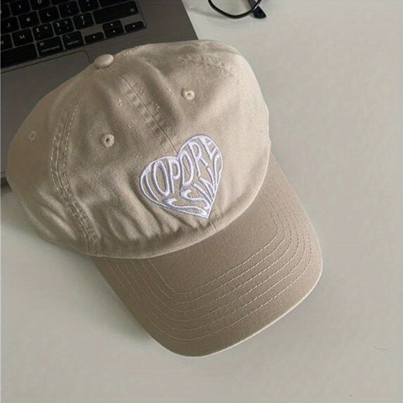 Unisex Sunshade Adjustable Baseball Cap Embroidered Love Heart