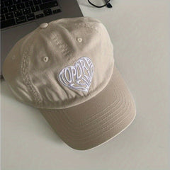 Unisex Sunshade Adjustable Baseball Cap Embroidered Love Heart