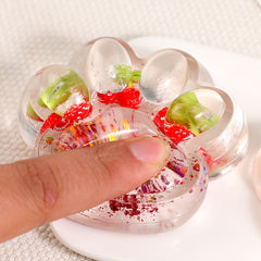 Clear Cat Paw Squishy Toy Pink Glitter Shining Silicone Squeeze Toy