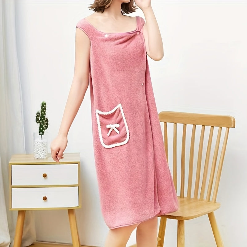 Coral Velvet Bathrobes for Women Wearable Bath Towels