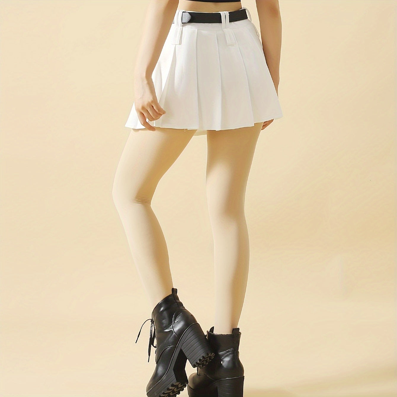Solid High Waist Elastic Slim Footed Pantyhose