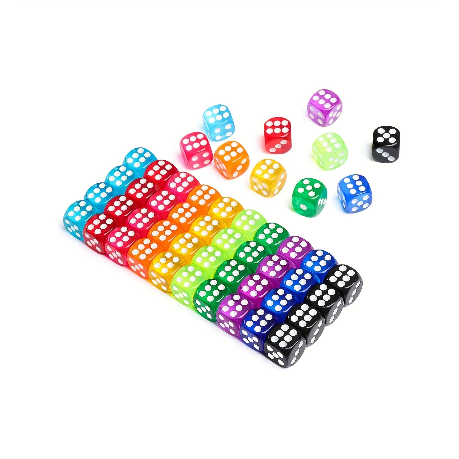 50pcs Multicolor Dice Set for Board Games 14mm, Math Learning Classroom