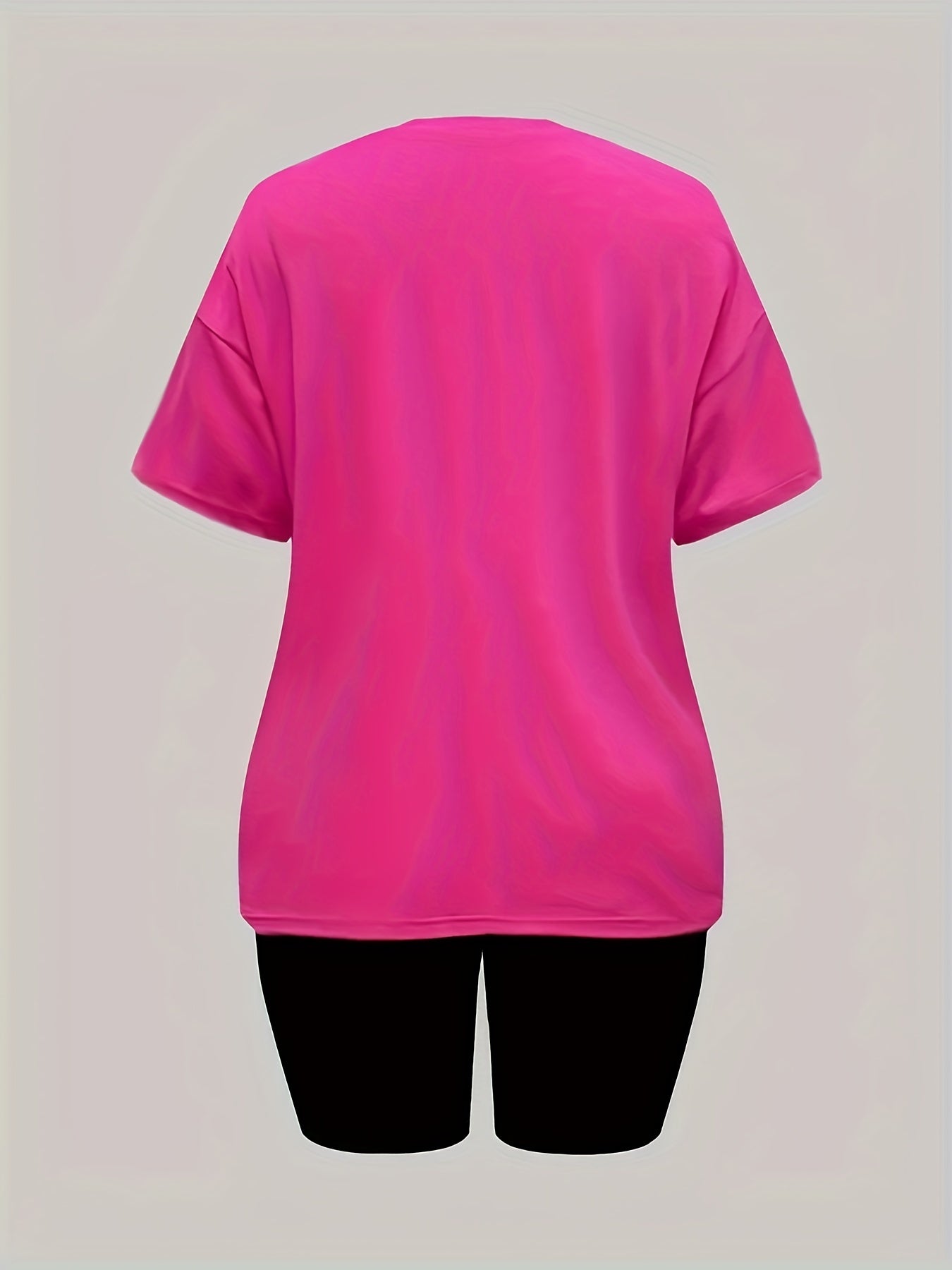 Casual Letter Print Two piece Set Crew Neck Tee & Slim Shorts