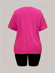Casual Letter Print Two piece Set Crew Neck Tee & Slim Shorts