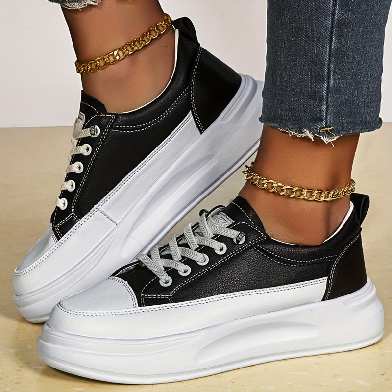 Thick Bottom Sports Sneakers Blocking Patterns Slip resistant Wear resistant