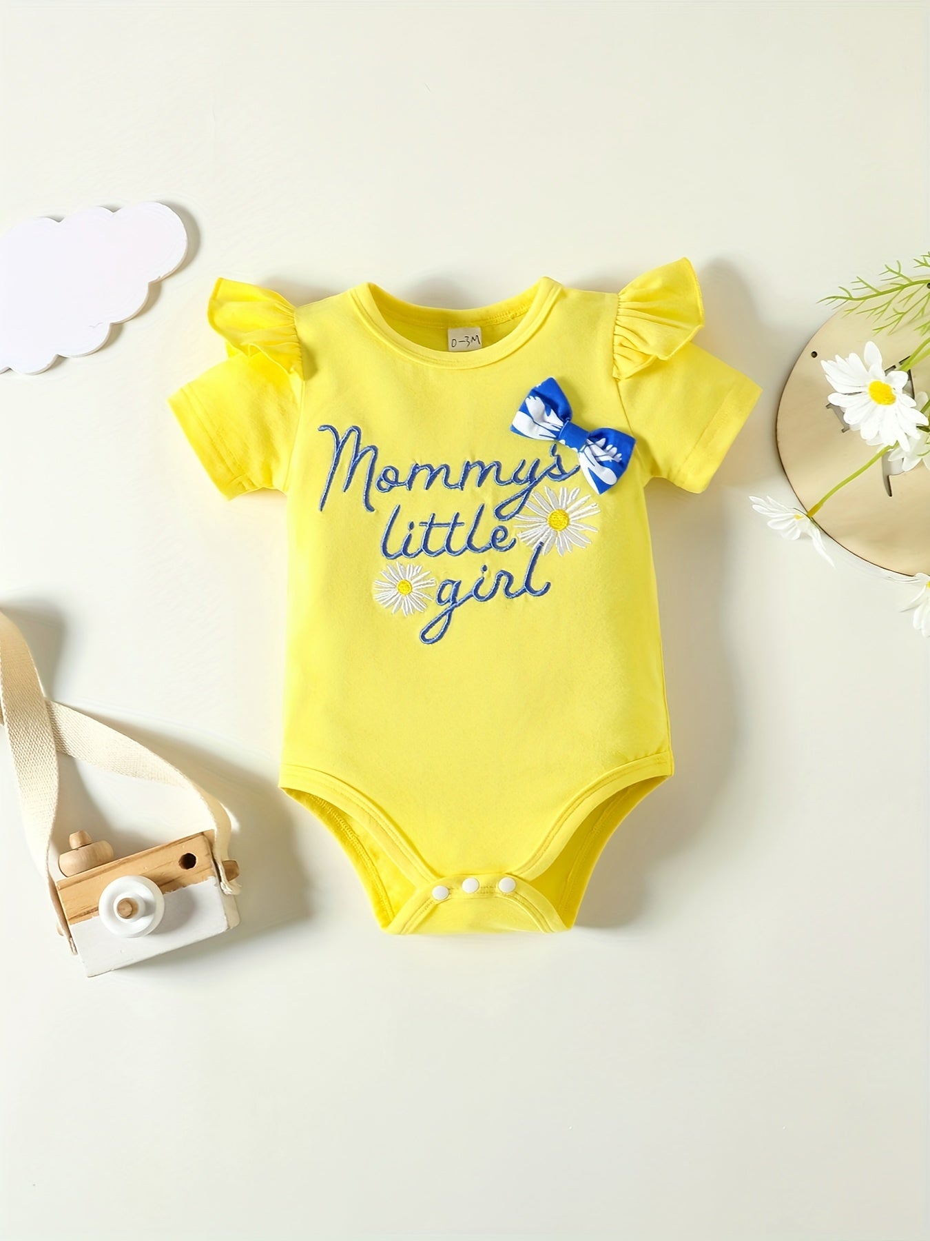 3pcs Infant Girls Mommy's Little Girl Onesie & Shorts & Headband Set