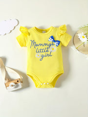3pcs Infant Girls Mommy's Little Girl Onesie & Shorts & Headband Set