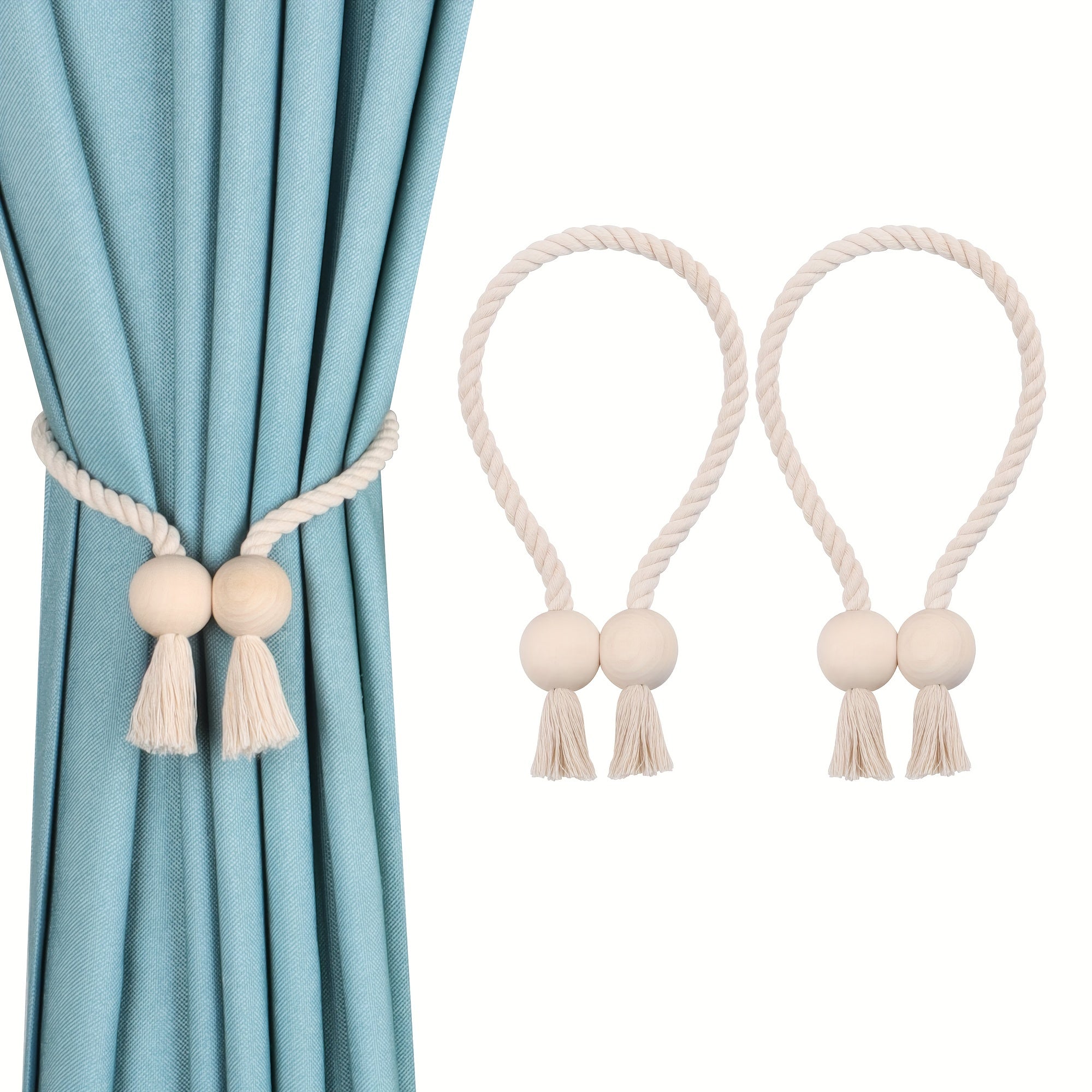 2pcs Magnetic Curtain Tiebacks Hand Woven Holdback