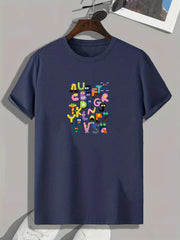 Men's Alphabet Pattern T-shirt for Outdoor Activities