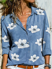 Floral Print Long Sleeve Tunic Shirt Top