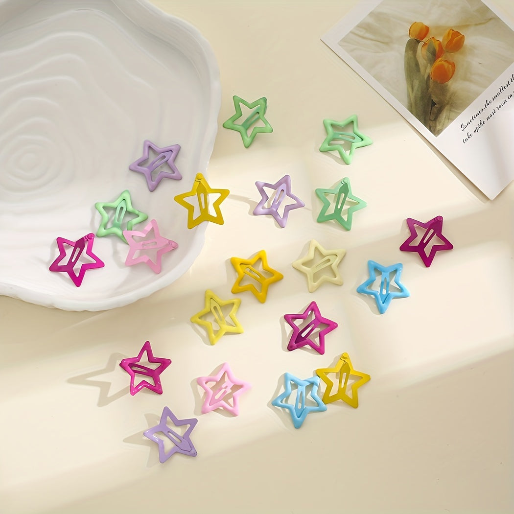 12pcs Cartoon Star Hair Clips for Girls & Kids