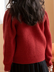 Girls Comfy Button Front Collar Long Sleeve Knit Outerwear Cardigan