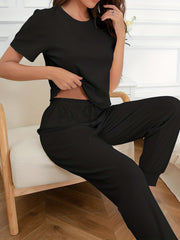 Short Sleeve Top & Pants Lounge Set Women's Loungewear