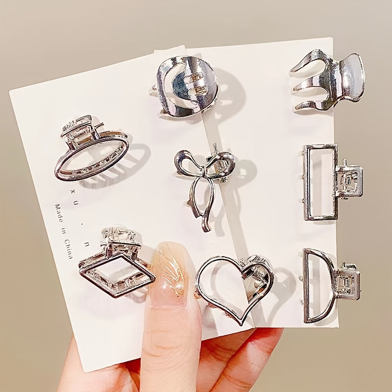 8pcs Small Hairpins Silvery Hair Claw Clips For Women Hair Accessories