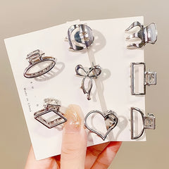 8pcs Small Hairpins Silvery Hair Claw Clips For Women Hair Accessories
