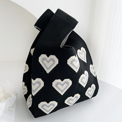 Checkerboard Tote Bag Casual Knit Handbag for Travel Gym & Outdoor Sports