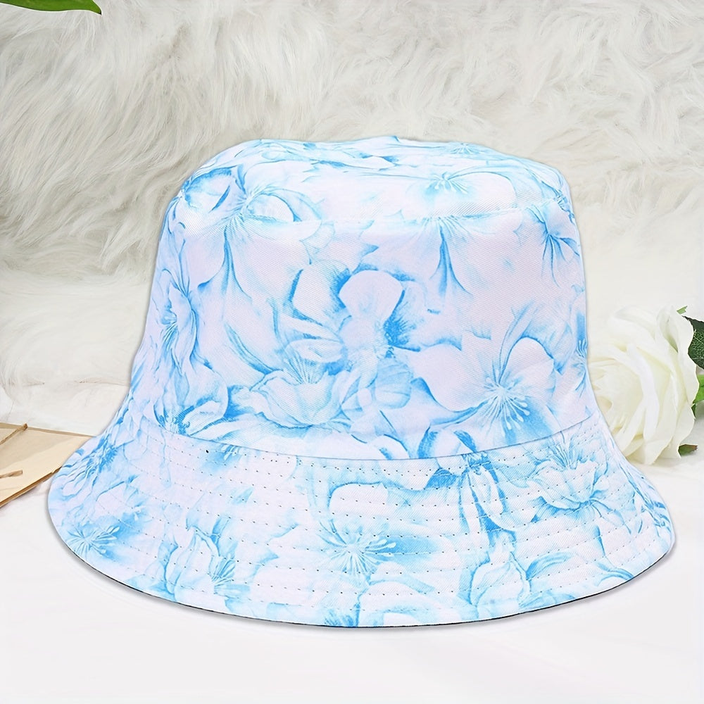 Unisex Floral Pattern Reversible Sun Hat for Outdoor Travel