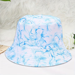 Unisex Floral Pattern Reversible Sun Hat for Outdoor Travel