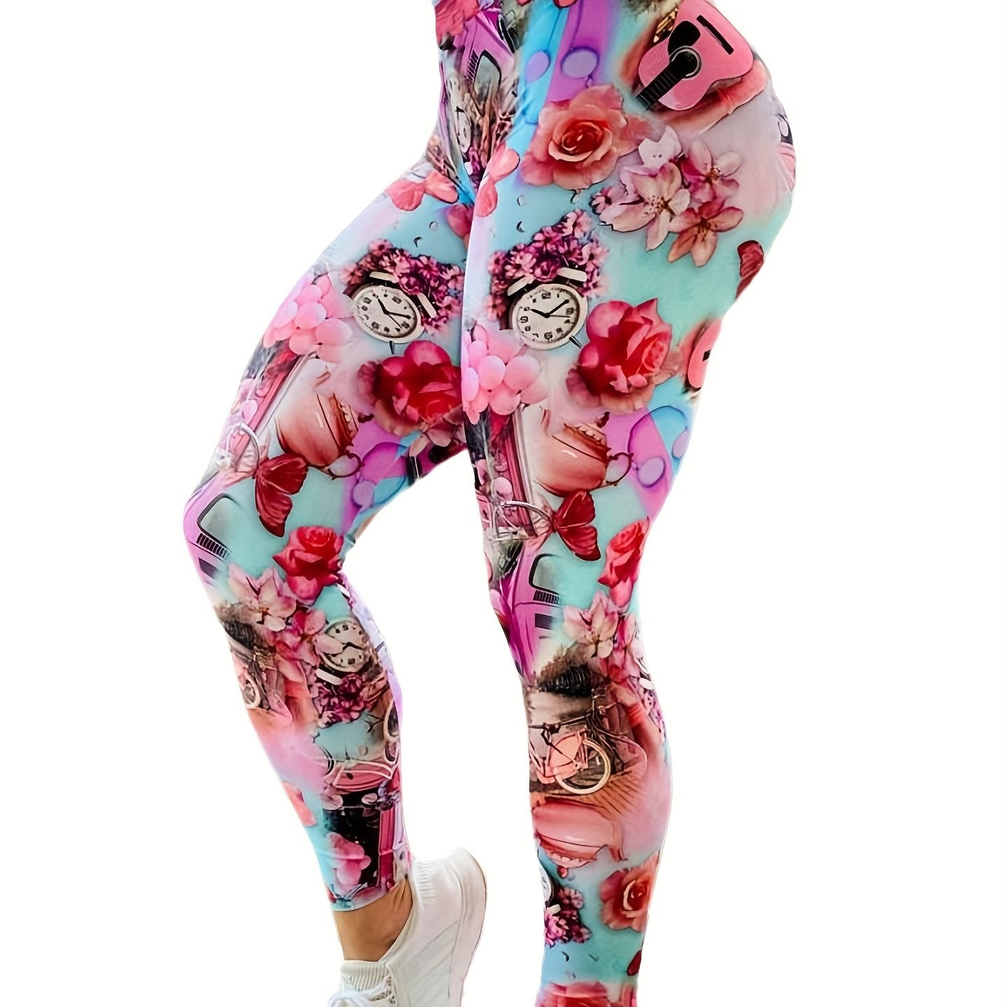 Floral Print High Waist Yoga Leggings Slimming Butt Lifting High Stretch